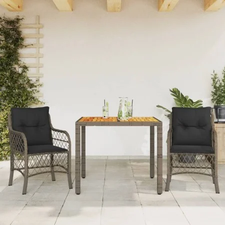 Garden chairs and table with cushions 3 pieces gray PE rattan by , Garden sets - Ref: Foro24-3212048, Price: 300,10 €, Discou...