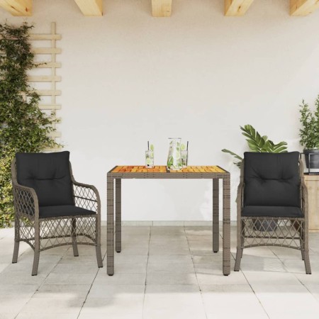 Gartenstühle und Tisch mit Kissen 3 Stück graues PE-Rattan von , Gartensets - Ref: Foro24-3212048, Preis: 305,90 €, Rabatt: %