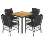 5-teiliges Gartenmöbel-Set mit schwarzen synthetischen Rattankissen von , Gartensets - Ref: Foro24-3212043, Preis: 521,74 €, ...