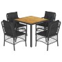 5-teiliges Gartenmöbel-Set mit schwarzen synthetischen Rattankissen von , Gartensets - Ref: Foro24-3212043, Preis: 445,67 €, ...