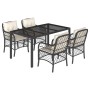 5-teiliges Gartenmöbel-Set mit schwarzen synthetischen Rattankissen von , Gartensets - Ref: Foro24-3212020, Preis: 496,41 €, ...