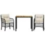 Table and chairs with cushions 3 pieces black synthetic rattan by , Garden sets - Ref: Foro24-3212036, Price: 343,79 €, Disco...