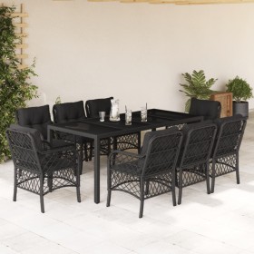 9-piece garden dining set and black synthetic rattan cushions by , Garden sets - Ref: Foro24-3212029, Price: 849,37 €, Discou...