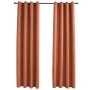 Cortinas opacas y aros de metal 2 piezas color óxido 140x245 cm
