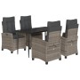 Set comedor de jardín 5 piezas con cojines ratán sintético gris de , Conjuntos de jardín - Ref: Foro24-3212785, Precio: 591,4...