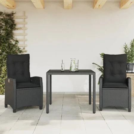 Set comedor de jardín 3 pzas con cojines ratán sintético negro de , Conjuntos de jardín - Ref: Foro24-3212635, Precio: 372,10...