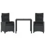Set comedor de jardín 3 pzas con cojines ratán sintético negro de , Conjuntos de jardín - Ref: Foro24-3212635, Precio: 372,10...