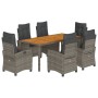 Garden dining set 7 pieces and gray synthetic rattan cushions by , Garden sets - Ref: Foro24-3212677, Price: 860,18 €, Discou...