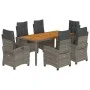 Garden dining set 7 pieces and gray synthetic rattan cushions by , Garden sets - Ref: Foro24-3212677, Price: 1,00 €, Discount: %