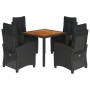Set de muebles jardín 5 pzas con cojines ratán sintético negro de , Conjuntos de jardín - Ref: Foro24-3212663, Precio: 640,86...