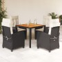 5-teiliges Gartenmöbel-Set mit schwarzen synthetischen Rattankissen von , Gartensets - Ref: Foro24-3212654, Preis: 554,99 €, ...