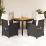 Set de muebles jardín 5 pzas con cojines ratán sintético negro de , Conjuntos de jardín - Ref: Foro24-3212654, Precio: 619,64...