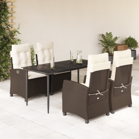 5-teiliges Garten-Essset und braune Kissen aus synthetischem Rattan von , Gartensets - Ref: Foro24-3212766, Preis: 637,78 €, ...