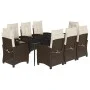 Set comedor para jardín 9 pzas y cojines ratán sintético marrón de , Conjuntos de jardín - Ref: Foro24-3212770, Precio: 1,00 ...