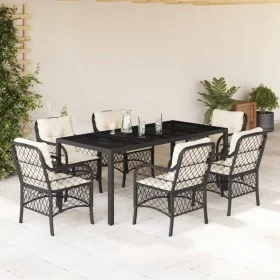 7-piece garden dining set and black synthetic rattan cushions by , Garden sets - Ref: Foro24-3212022, Price: 795,66 €, Discou...