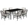 7-teiliges Garten-Essset und schwarze Kissen aus synthetischem Rattan von , Gartensets - Ref: Foro24-3212022, Preis: 796,59 €...