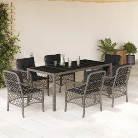 Garden dining set 7 pieces and gray synthetic rattan cushions by , Garden sets - Ref: Foro24-3212034, Price: 731,92 €, Discou...