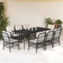 Set de comedor de jardín 9 pzas y cojines ratán sintético negro de , Conjuntos de jardín - Ref: Foro24-3212088, Precio: 884,53 €