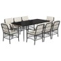 9-piece garden dining set and black synthetic rattan cushions by , Garden sets - Ref: Foro24-3212088, Price: 926,42 €, Discou...