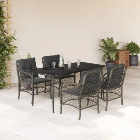 5-piece garden dining set with gray synthetic rattan cushions by , Garden sets - Ref: Foro24-3212127, Price: 515,30 €, Discou...