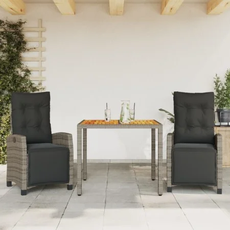 3-piece garden dining set with gray synthetic rattan cushions by , Garden sets - Ref: Foro24-3212912, Price: 398,17 €, Discou...