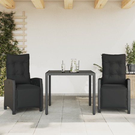 3-piece garden dining set with black synthetic rattan cushions by , Garden sets - Ref: Foro24-3212888, Price: 363,67 €, Disco...