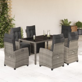 Garden dining set 7 pieces and gray synthetic rattan cushions by , Garden sets - Ref: Foro24-3212897, Price: 919,77 €, Discou...