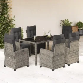 Set comedor jardín 7 pzas y cojines ratán sintético gris de , Conjuntos de jardín - Ref: Foro24-3212897, Precio: 1,00 €, Desc...