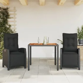 3-piece garden dining set with black synthetic rattan cushions by , Garden sets - Ref: Foro24-3212906, Price: 459,35 €, Disco...