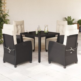 Set de muebles jardín 5 pzas con cojines ratán sintético negro