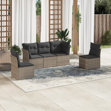 Gartensofa-Set mit Kissen, 5-teilig, graues synthetisches Rattan von , Gartensets - Ref: Foro24-3249189, Preis: 291,16 €, Rab...
