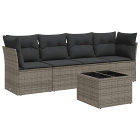 Garden sofa set with cushions 5 pieces gray synthetic rattan by , Garden sets - Ref: Foro24-3249079, Price: 302,56 €, Discoun...
