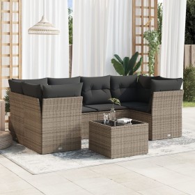 7-piece garden sofa set with gray PE rattan cushions by , Garden sets - Ref: Foro24-3249109, Price: 443,42 €, Discount: %