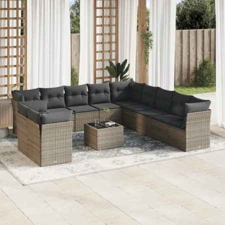 12-teiliges Gartensofa-Set mit grauen synthetischen Rattankissen von , Gartensets - Ref: Foro24-3249729, Preis: 765,59 €, Rab...