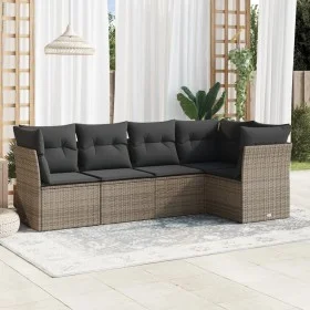 Gartensofa-Set mit Kissen, 5-teilig, graues synthetisches Rattan von , Gartensets - Ref: Foro24-3249439, Preis: 321,61 €, Rab...