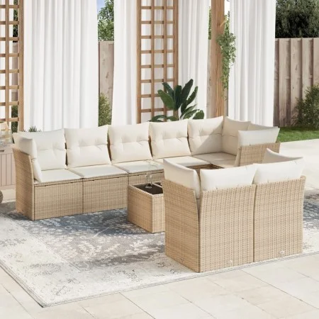 9-teiliges Gartensofa-Set mit beigen synthetischen Rattankissen von , Gartensets - Ref: Foro24-3249757, Preis: 603,52 €, Raba...