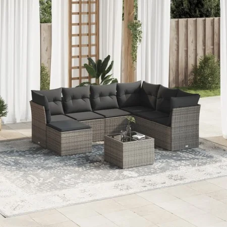 8-teiliges Gartensofa-Set und graue synthetische Rattankissen von , Gartensets - Ref: Foro24-3249839, Preis: 467,27 €, Rabatt: %