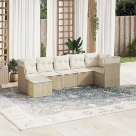 7-piece garden sofa set and beige synthetic rattan cushions by , Garden sets - Ref: Foro24-3249807, Price: 463,14 €, Discount: %