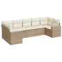 7-teiliges Gartensofa-Set und beige synthetische Rattankissen von , Modulare Sofas für den Außenbereich - Ref: Foro24-3251725...