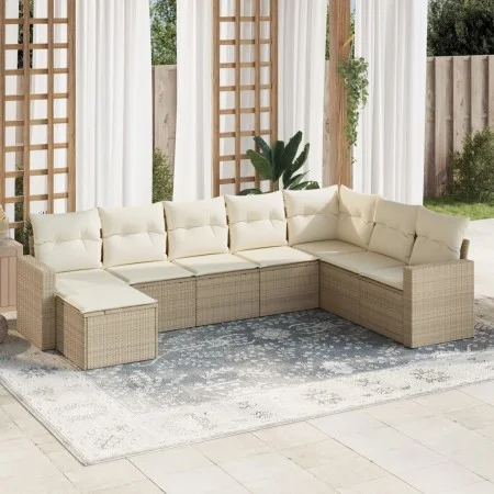 Gartensofa-Set mit beigen Kissen 8 Stück PE-Rattan von , Modulare Sofas für den Außenbereich - Ref: Foro24-3251695, Preis: 55...