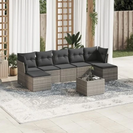 8-teiliges Gartensofa-Set und graue synthetische Rattankissen von , Gartensets - Ref: Foro24-3249879, Preis: 444,18 €, Rabatt: %