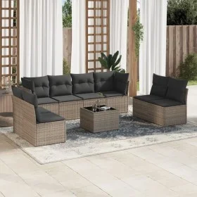9-piece garden furniture set and gray synthetic rattan cushions by , Garden sets - Ref: Foro24-3249299, Price: 511,26 €, Disc...