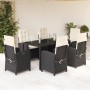 7-teiliges Garten-Essset und schwarze Kissen aus synthetischem Rattan von , Gartensets - Ref: Foro24-3212199, Preis: 849,13 €...