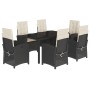 7-teiliges Garten-Essset und schwarze Kissen aus synthetischem Rattan von , Gartensets - Ref: Foro24-3212199, Preis: 849,13 €...