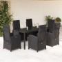 7-teiliges Garten-Essset und schwarze Kissen aus synthetischem Rattan von , Gartensets - Ref: Foro24-3212209, Preis: 788,96 €...