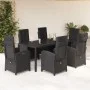 Set de comedor de jardín 7 pzas y cojines ratán sintético negro de , Conjuntos de jardín - Ref: Foro24-3212209, Precio: 925,6...