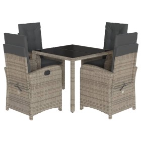 5-teiliges Garten-Essset mit grauen Kissen aus synthetischem Rattan von , Gartensets - Ref: Foro24-3212214, Preis: 547,74 €, ...