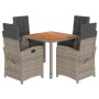 5-teiliges Garten-Essset mit grauen Kissen aus synthetischem Rattan von , Gartensets - Ref: Foro24-3212240, Preis: 556,12 €, ...
