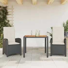 3-piece garden dining set with black synthetic rattan cushions by , Garden sets - Ref: Foro24-3212221, Price: 374,18 €, Disco...