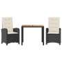 3-piece garden dining set with black synthetic rattan cushions by , Garden sets - Ref: Foro24-3212221, Price: 339,24 €, Disco...